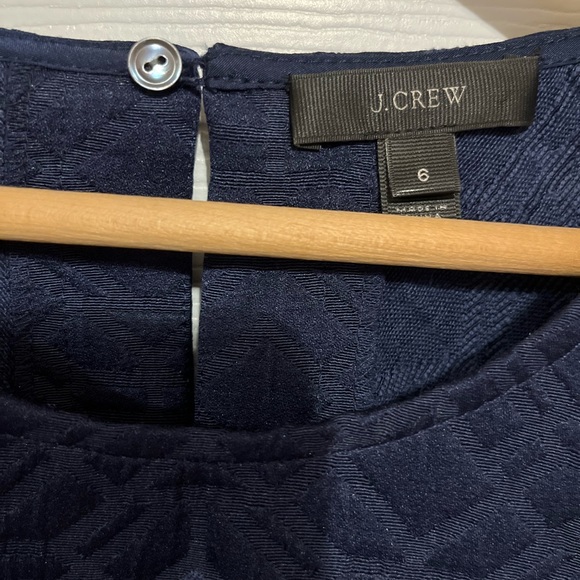 J. Crew Matelasse Geometric 3/4 Sleeved Navy Blue Top Zip Sides Pullover Sz 6 - Picture 4 of 12